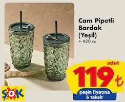 CAM PİPETLİ BARDAK (YEŞİL)